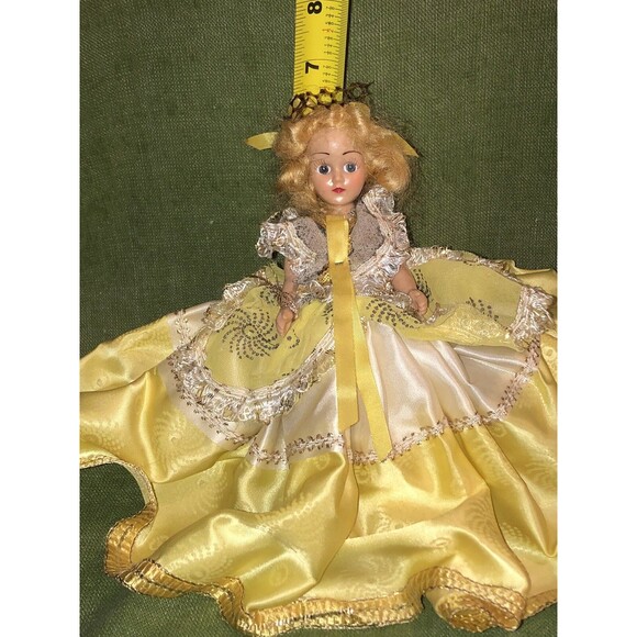 1940's Doll with Dress Nancy Lee Yellow Handmade Beautiful Dress Blonde - Picture 5 of 8